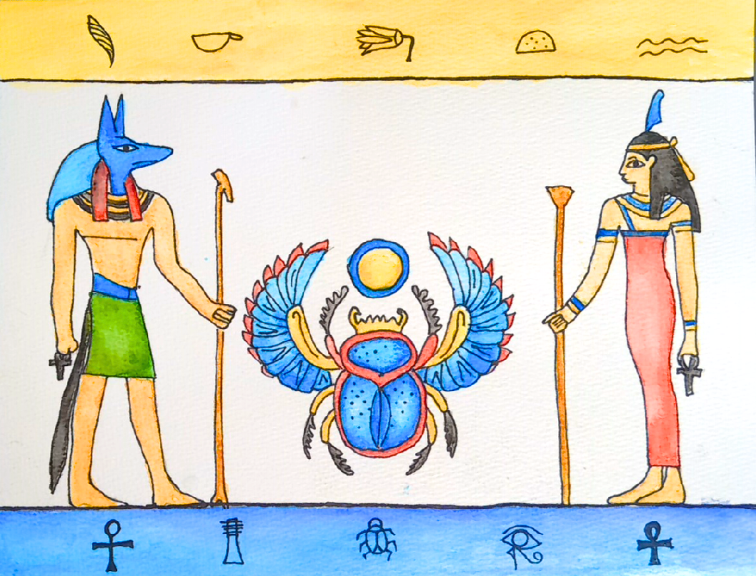 Ancient Egyptian Artistic Styles & Themes in Watercolor Pencil